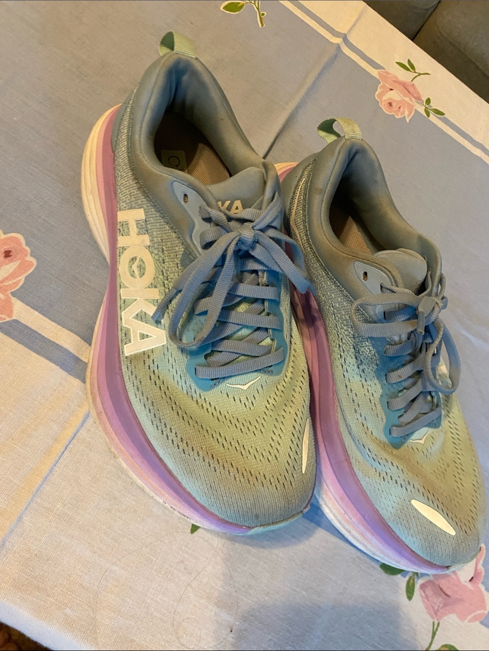 Hoka Women's Light Teal and Lilac Athletic Running Shoes